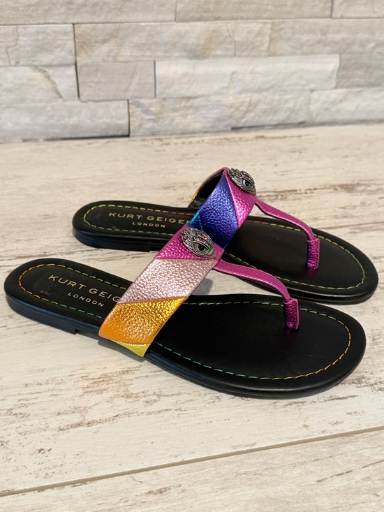 Kurt Geiger Shoes - Kurt Geiger Kensington T-Bar Metallic Leather Slip On Sandals Sz 38.5 EU 8 NEW